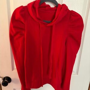Red Hoodie with Puff Sleeves